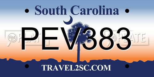 PEV383 South Carolina License Plate