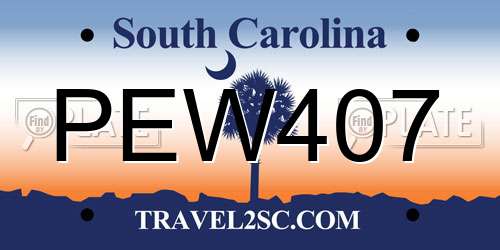 PEW407 South Carolina License Plate