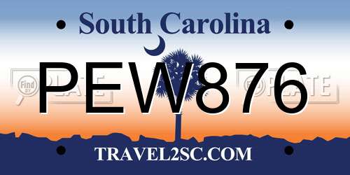 PEW876 South Carolina License Plate