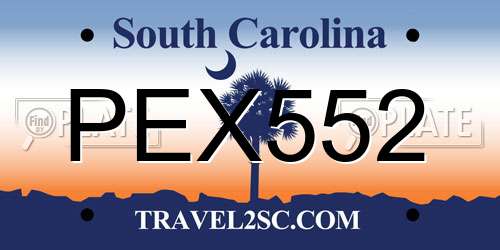 PEX552 South Carolina License Plate