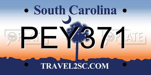 PEY371 South Carolina License Plate