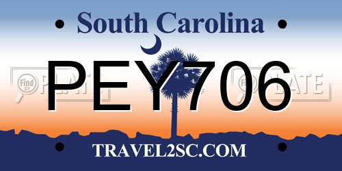 PEY706 South Carolina License Plate