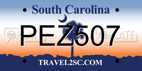 PEZ507 South Carolina License Plate