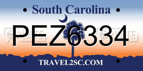 PEZ6334 South Carolina License Plate