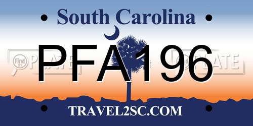 PFA196 South Carolina License Plate