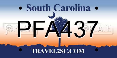 PFA437 South Carolina License Plate