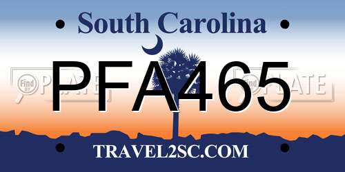 PFA465 South Carolina License Plate