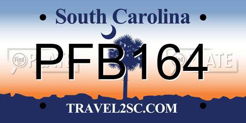 PFB164 South Carolina License Plate