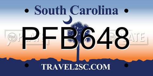 PFB648 South Carolina License Plate