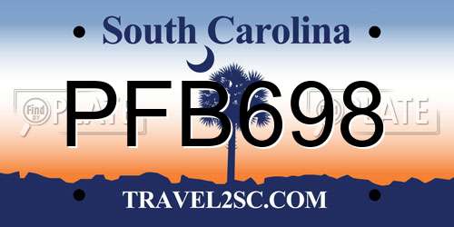 PFB698 South Carolina License Plate