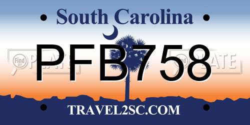 PFB758 South Carolina License Plate