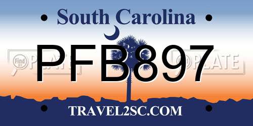 PFB897 South Carolina License Plate