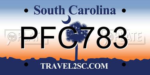 PFC783 South Carolina License Plate
