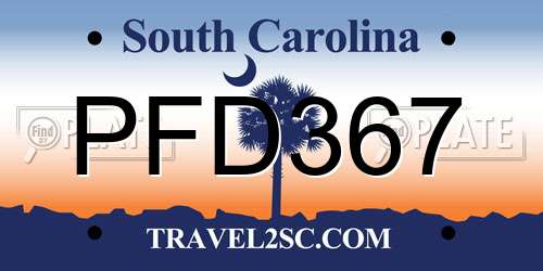 PFD367 South Carolina License Plate