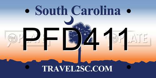 PFD411 South Carolina License Plate