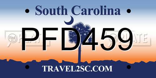 PFD459 South Carolina License Plate