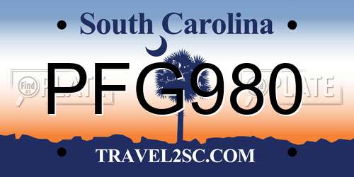 PFG980 South Carolina License Plate