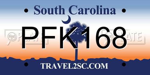 PFK168 South Carolina License Plate