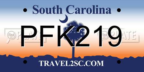 PFK219 South Carolina License Plate