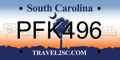PFK496 South Carolina License Plate