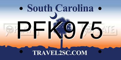 PFK975 South Carolina License Plate