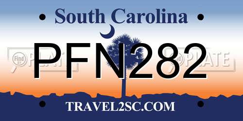 PFN282 South Carolina License Plate
