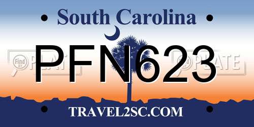 PFN623 South Carolina License Plate