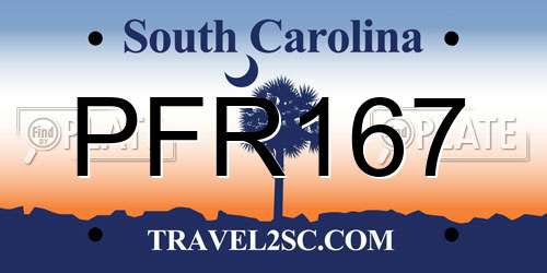 PFR167 South Carolina License Plate