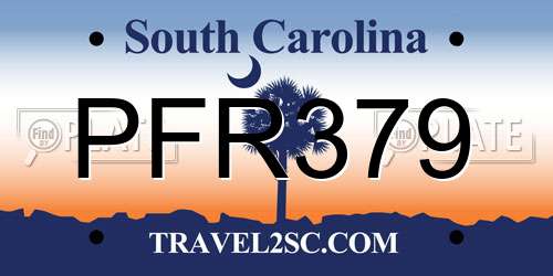PFR379 South Carolina License Plate