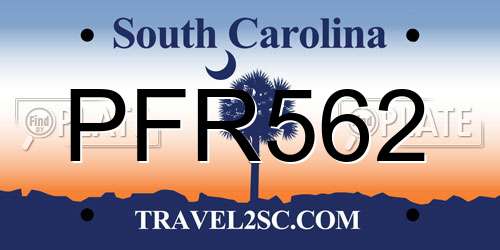 PFR562 South Carolina License Plate