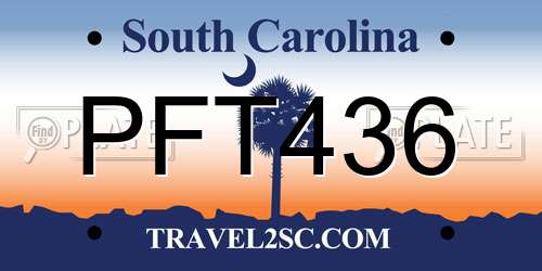 PFT436 South Carolina License Plate