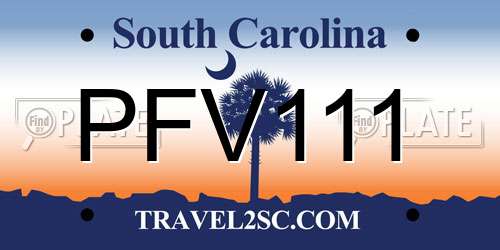 PFV111 South Carolina License Plate