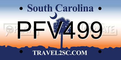 PFV499 South Carolina License Plate