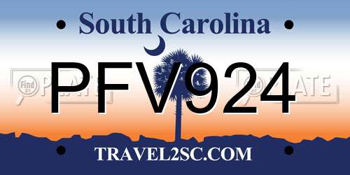 PFV924 South Carolina License Plate