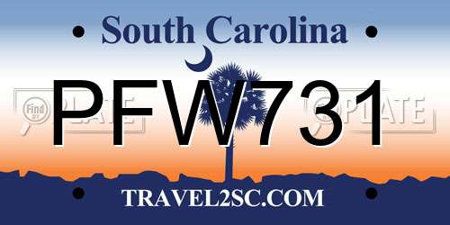 PFW731 South Carolina License Plate