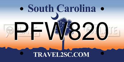 PFW820 South Carolina License Plate