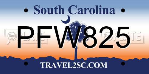 PFW825 South Carolina License Plate
