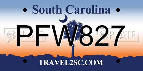 PFW827 South Carolina License Plate