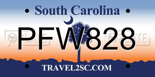 PFW828 South Carolina License Plate