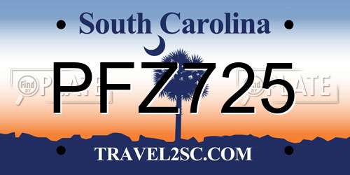 PFZ725 South Carolina License Plate