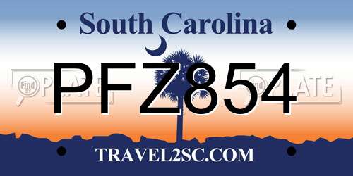 PFZ854 South Carolina License Plate