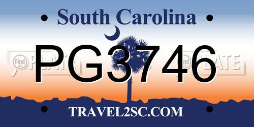 PG3746 South Carolina License Plate