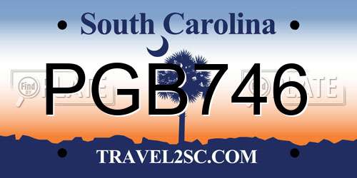 PGB746 South Carolina License Plate
