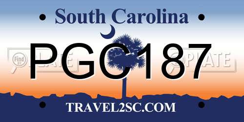 PGC187 South Carolina License Plate