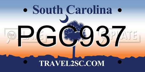 PGC937 South Carolina License Plate