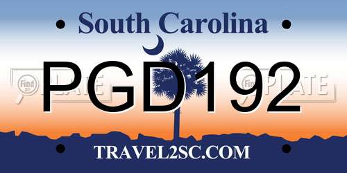 PGD192 South Carolina License Plate