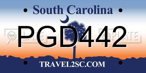 PGD442 South Carolina License Plate