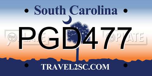 PGD477 South Carolina License Plate