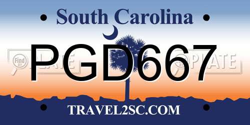 PGD667 South Carolina License Plate