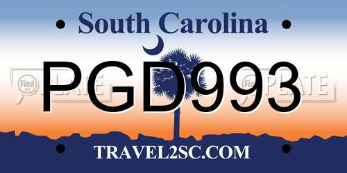 PGD993 South Carolina License Plate